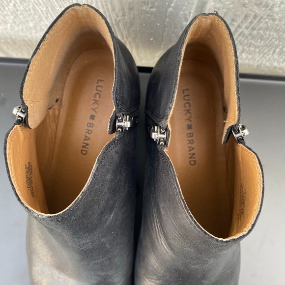 Lucky Brand Burklee Ankle Booties Side Zip Leather Black Size 10 - Picture 5 of 9